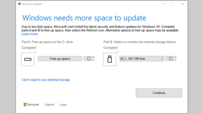 Check For Low Disk Space And Free Up Space.