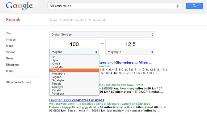 Convert Units With Google
